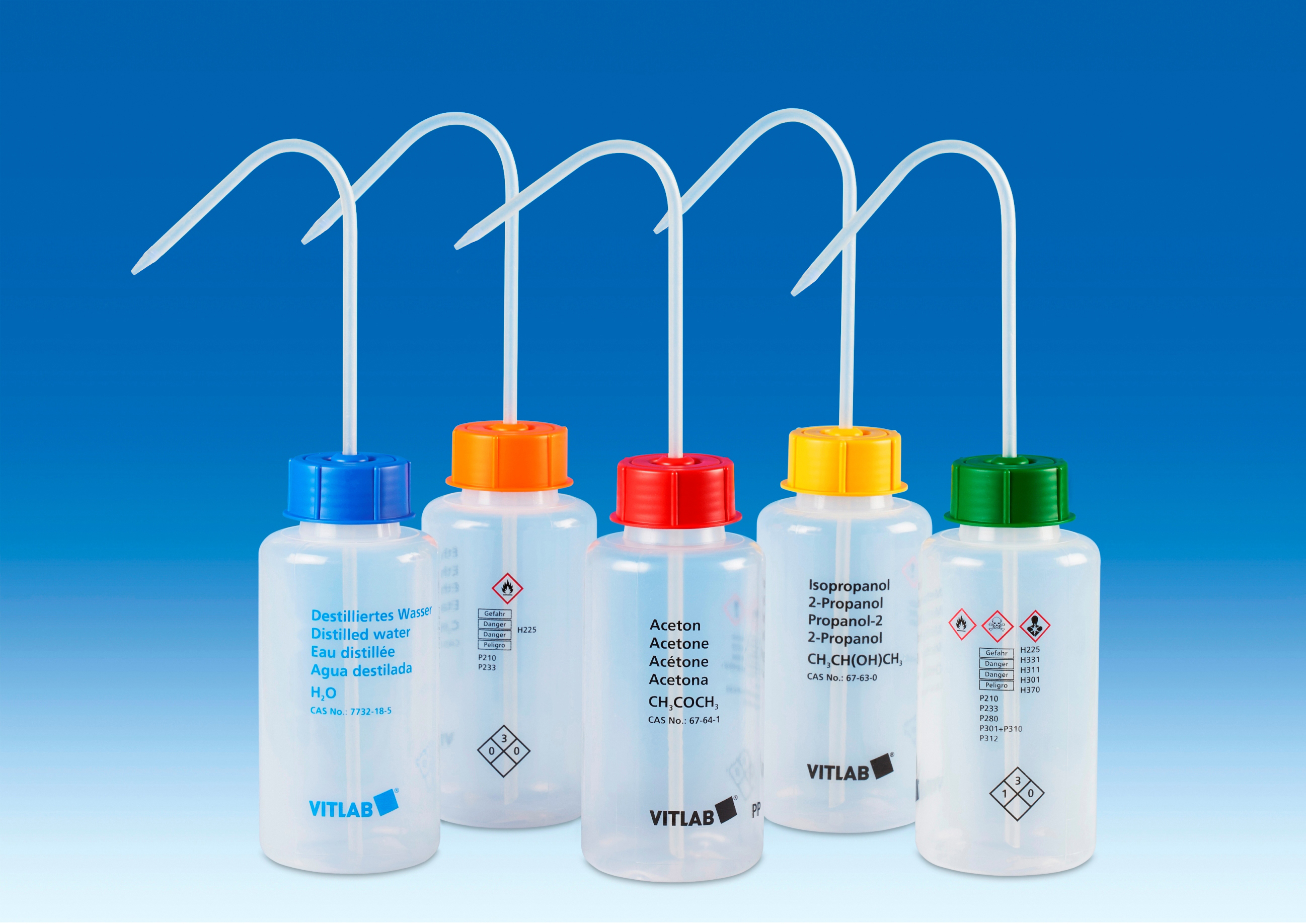 VITSAFE safety wash bottles 1L (IPA), wide-mouth (Pack of 12)